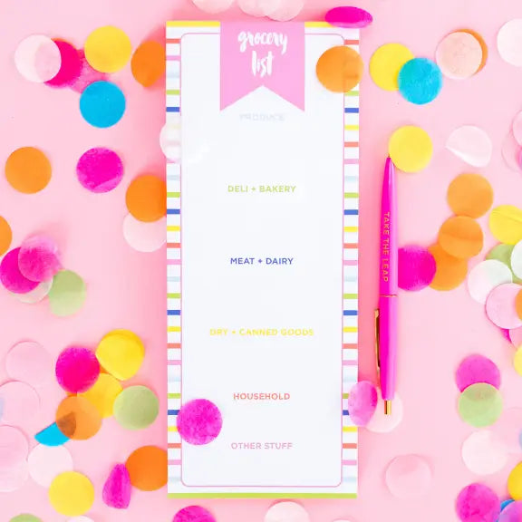 Striped Grocery List Pad with Magnet
