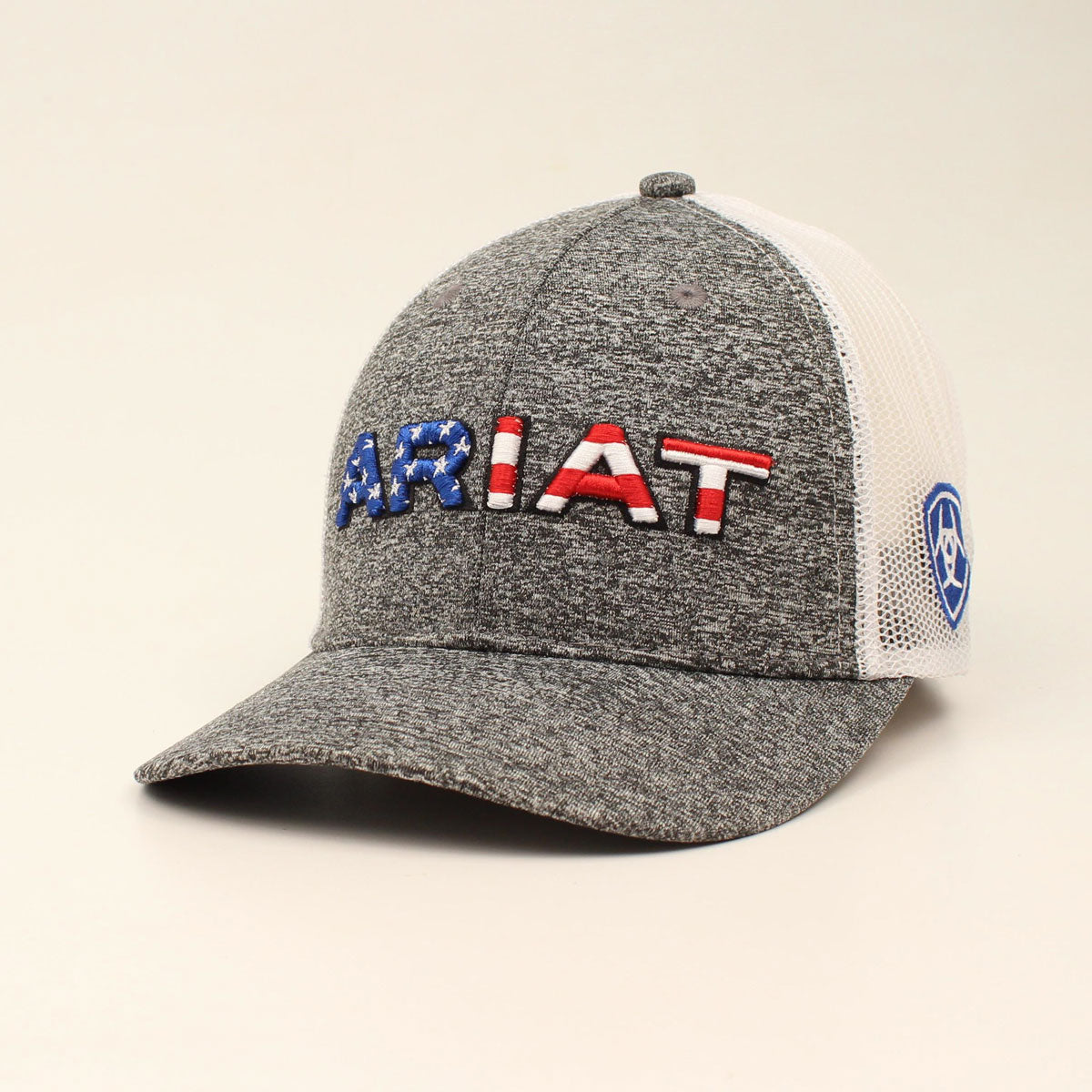 ARIAT Mens SB Embroidered USA FLAG Gray Cap
