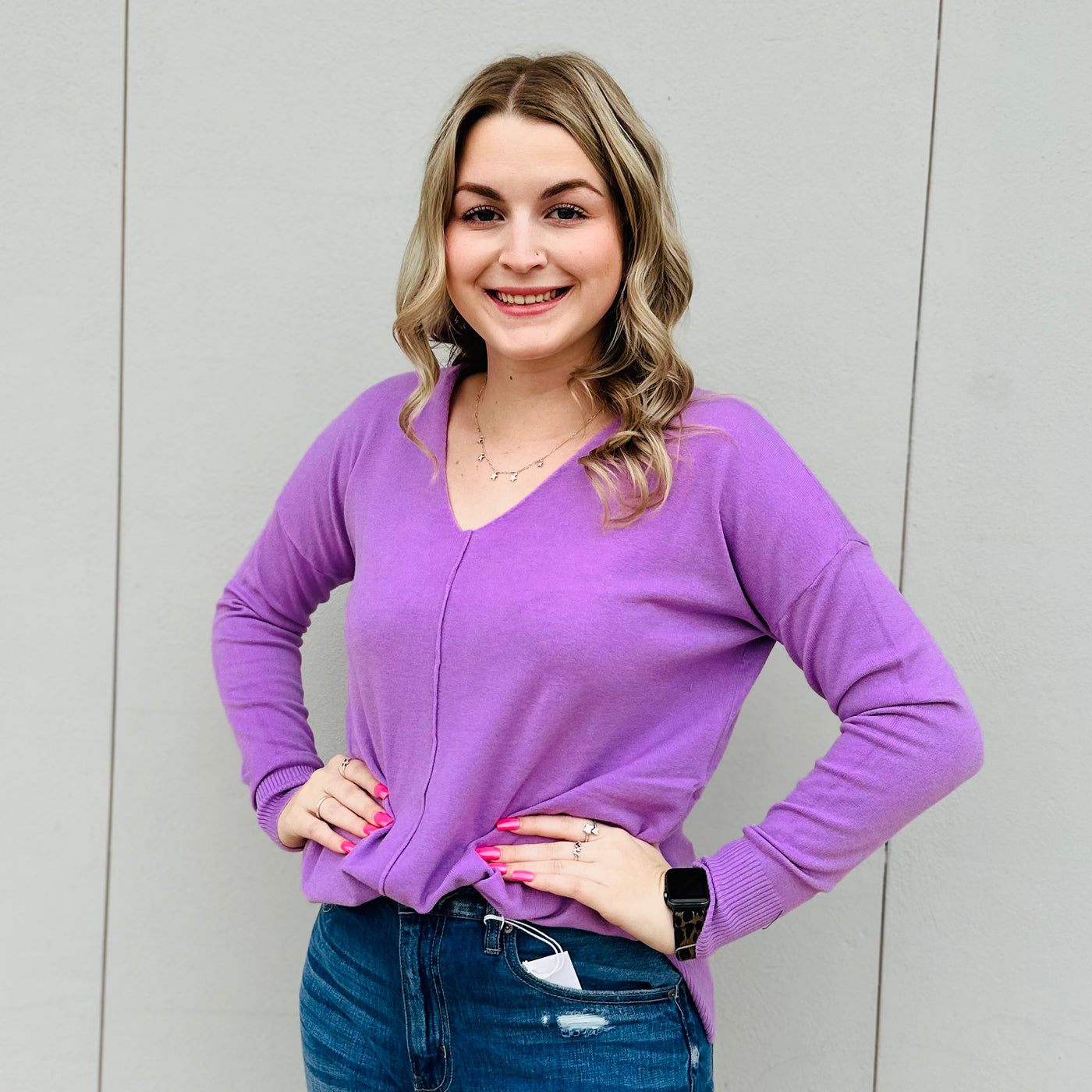 Lavender Viscose Front Seam Sweater