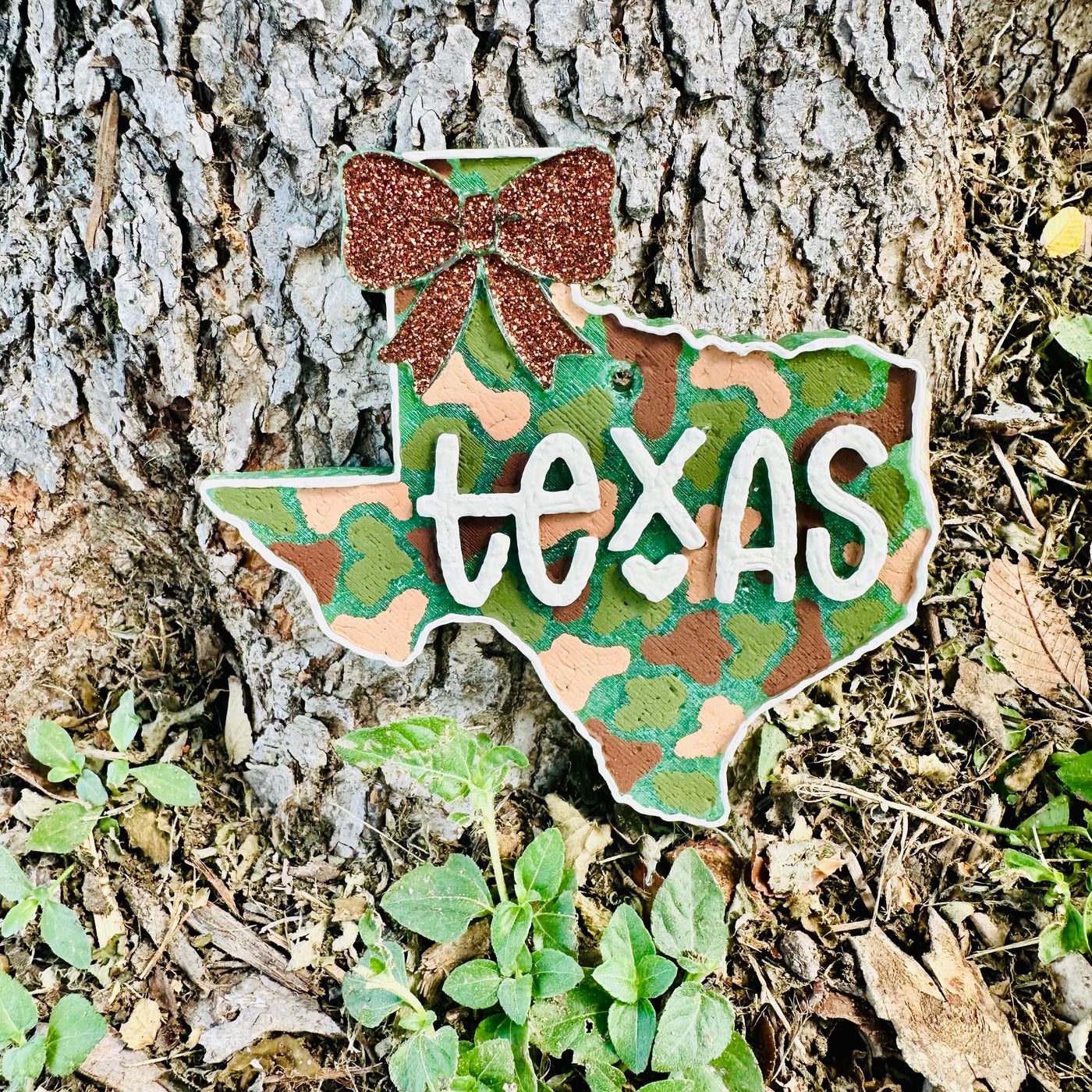 Camo Texas with Bow Car Freshie