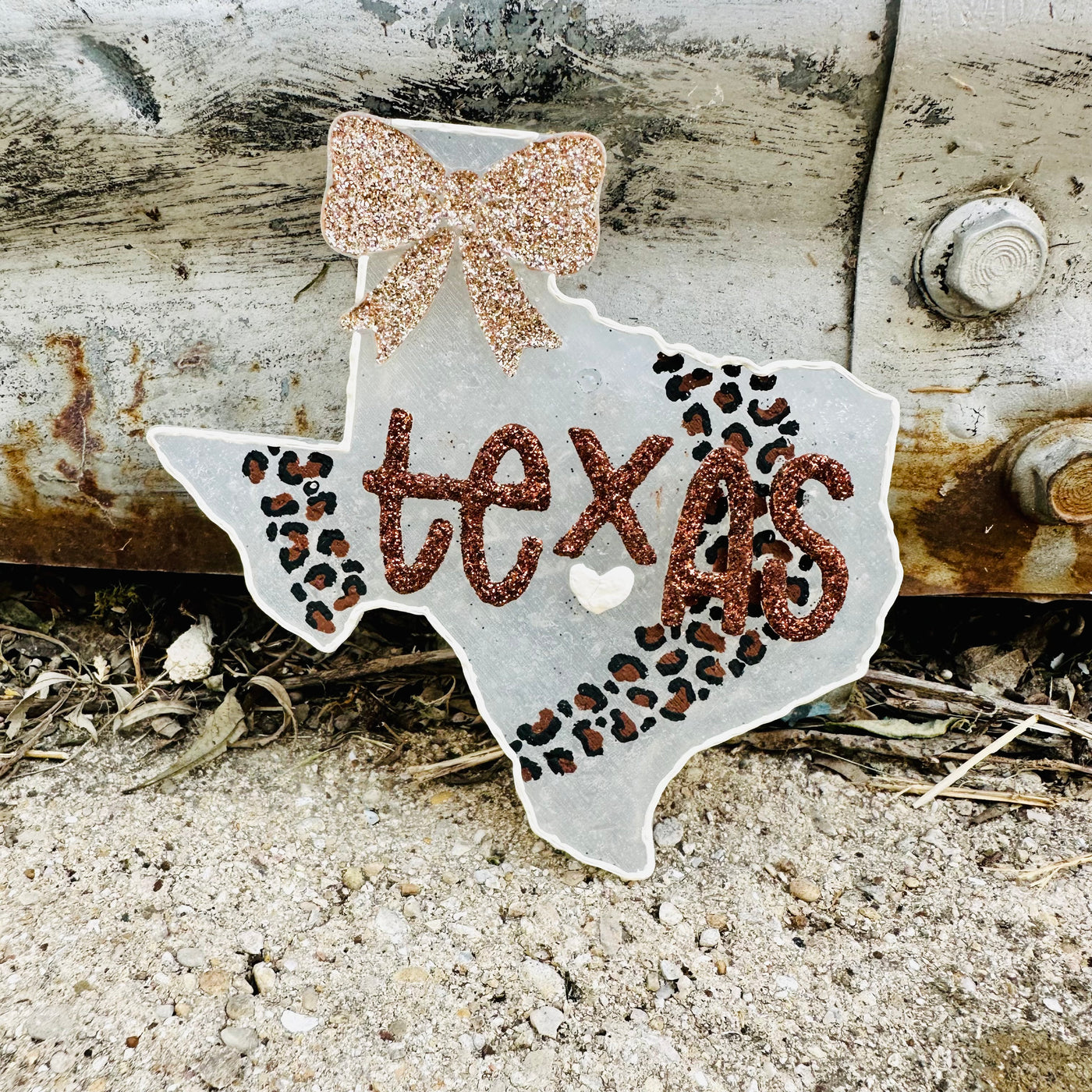 Leopard Texas with Bow Car Freshie