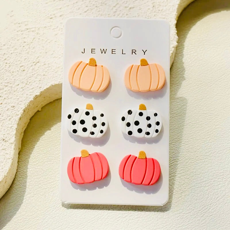 Retro Pumpkin Stud Earrings