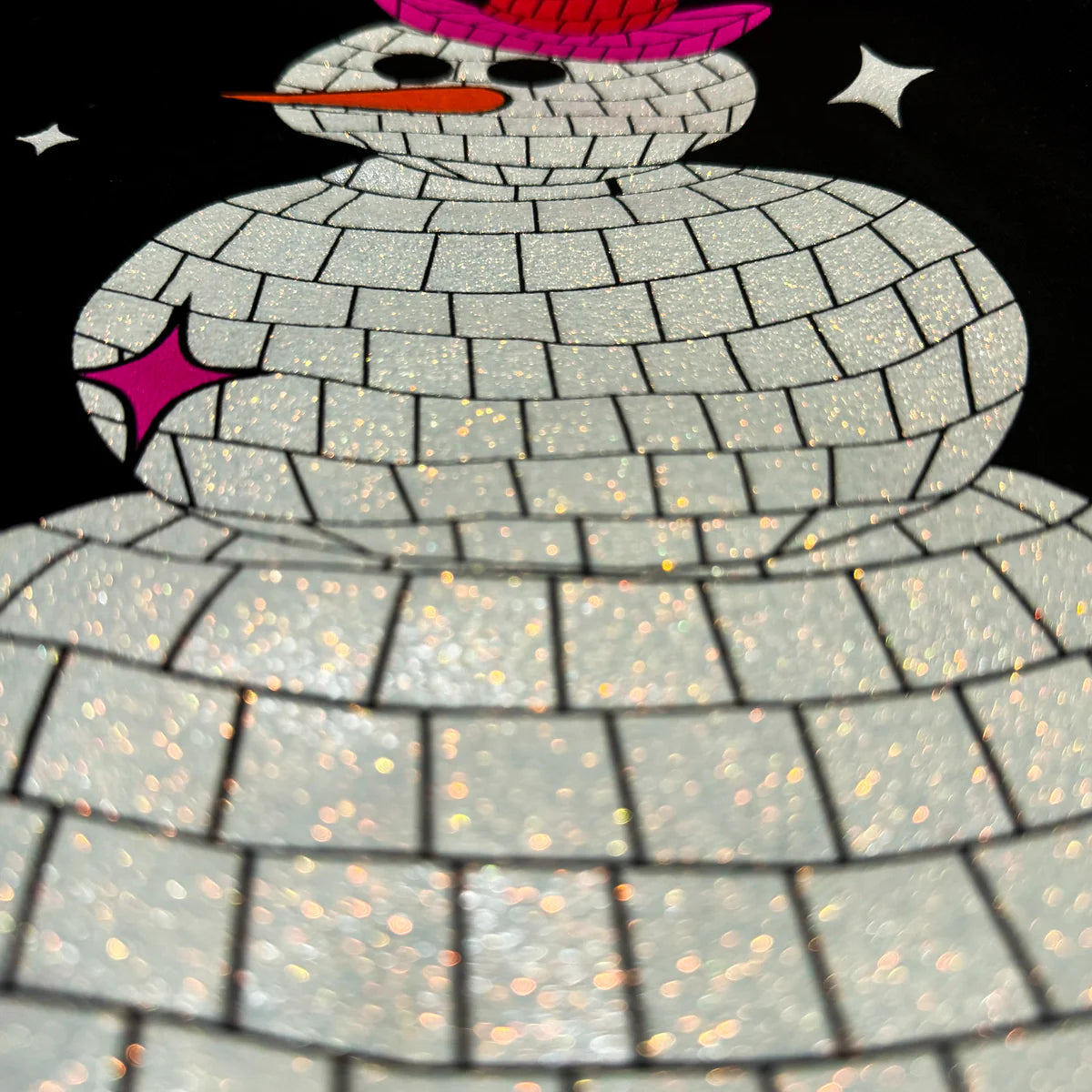 Disco Snowman Glitter Graphic Tee