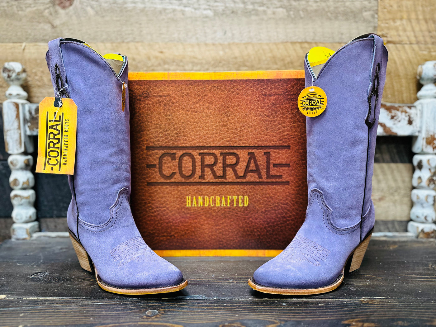 Corral Lilac Embroidery Pointed Toe Boots