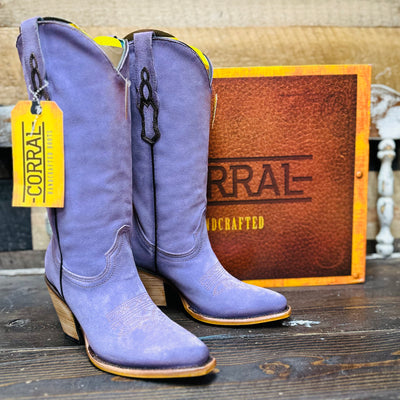 Corral Lilac Embroidery Pointed Toe Boots