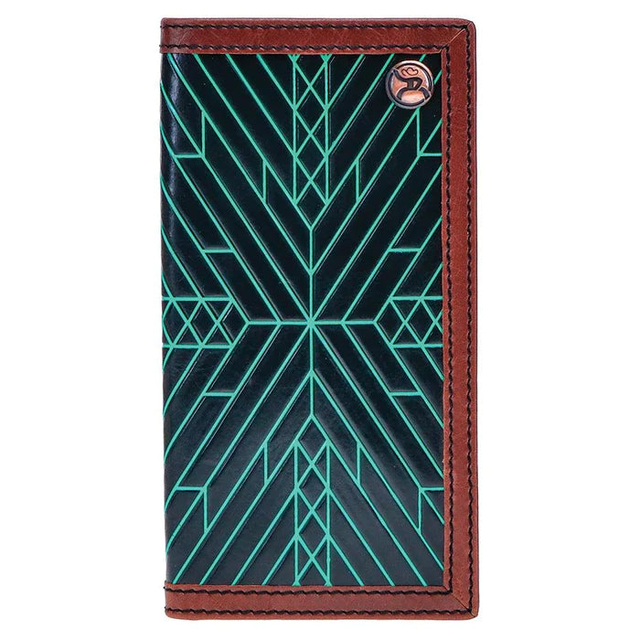 "Neon Moon" Rodeo Roughy Wallet Black/Brown w/Turquoise Aztec
