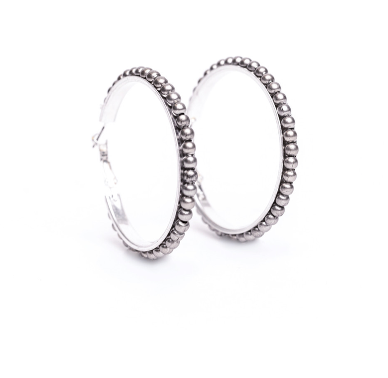 Silver spur hoop earrings