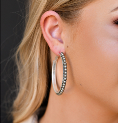 Silver spur hoop earrings