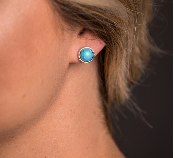 Basic b turquoise stud earrings