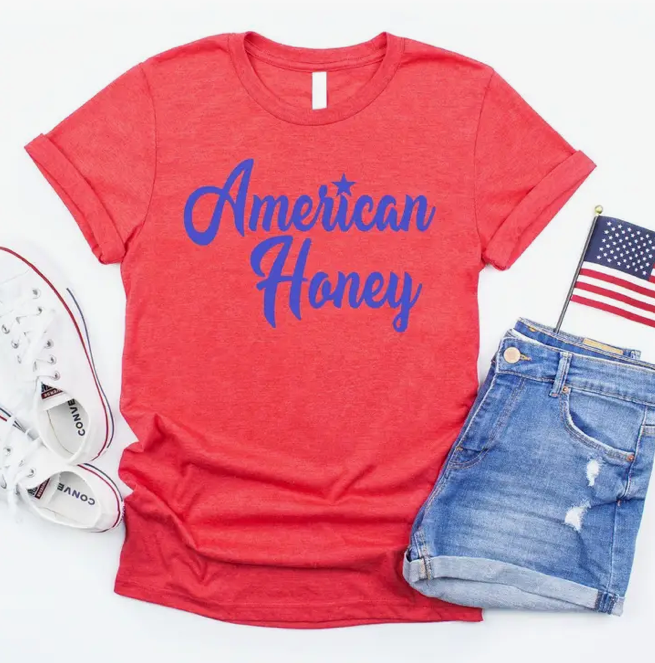 Red American Honey 4th of July Soft Graphic Tee