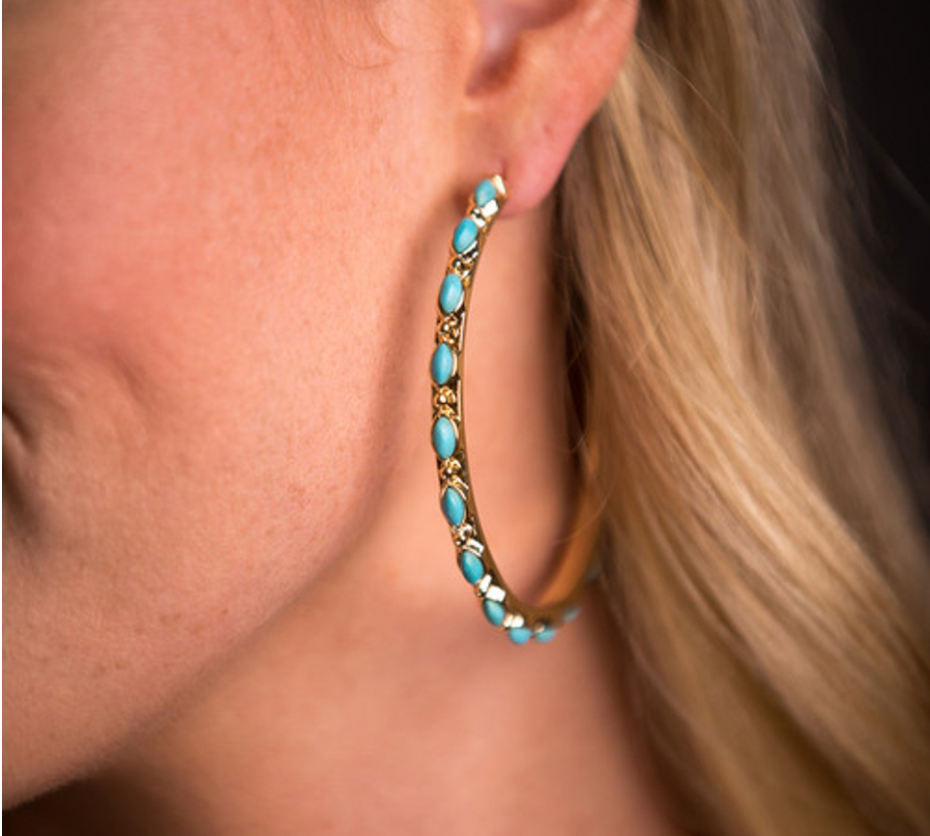 Desert Shine Turquoise Hoops