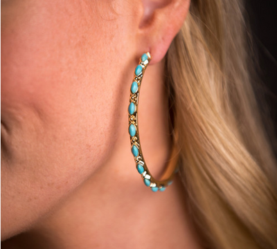 Desert Shine Turquoise Hoops