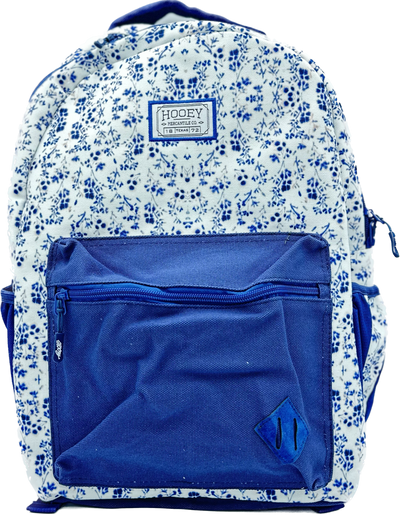 "Recess" White/Navy Floral Pattern Backpack