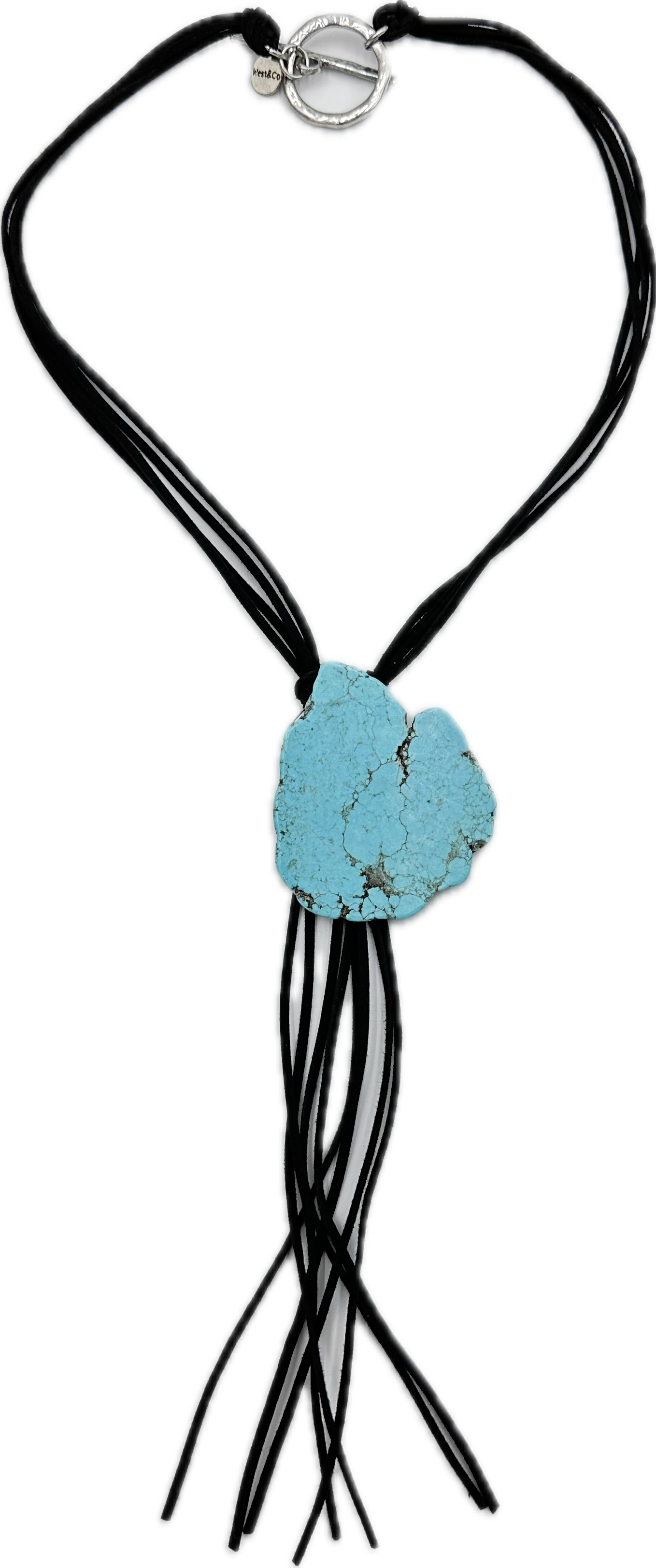 Leather Strung Necklace Turquoise Pendant