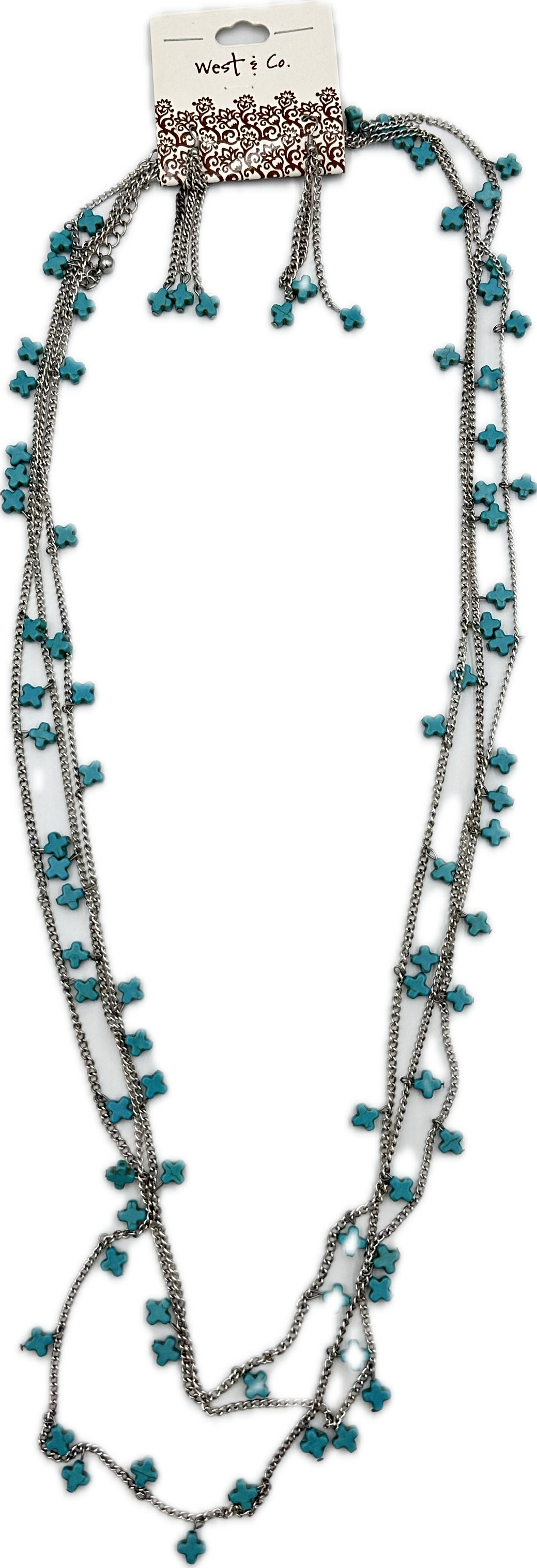 3 Layer Turquoise Cross Necklace with Matching Earrings