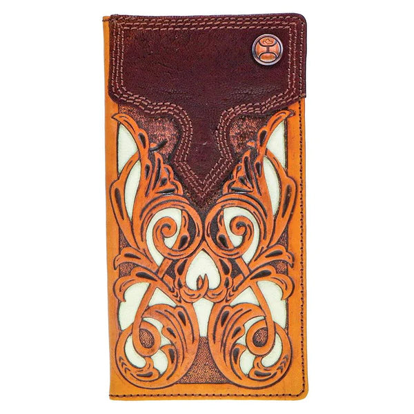 "TOP NOTCH" RODEO HOOEY WALLET TAN/BROWN W/ IVORY LEATHER