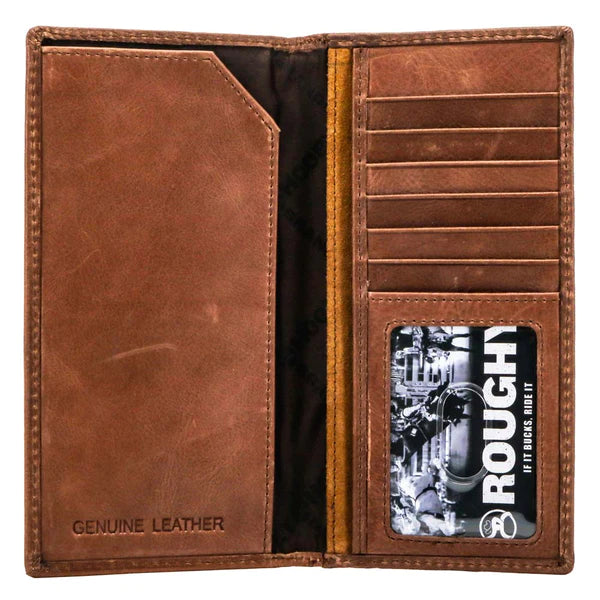 "ROUGHY CLASSIC" ROUGHOUT BROWN LEATHER RODEO WALLET