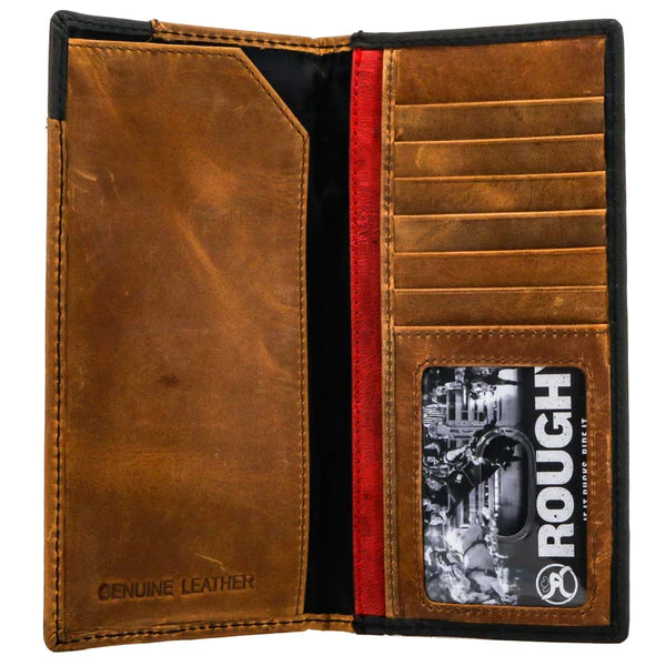 ROUGHY CRAZY HORSE RODEO ROUGHY WALLET TAN/BLACK W/PATCHWORK