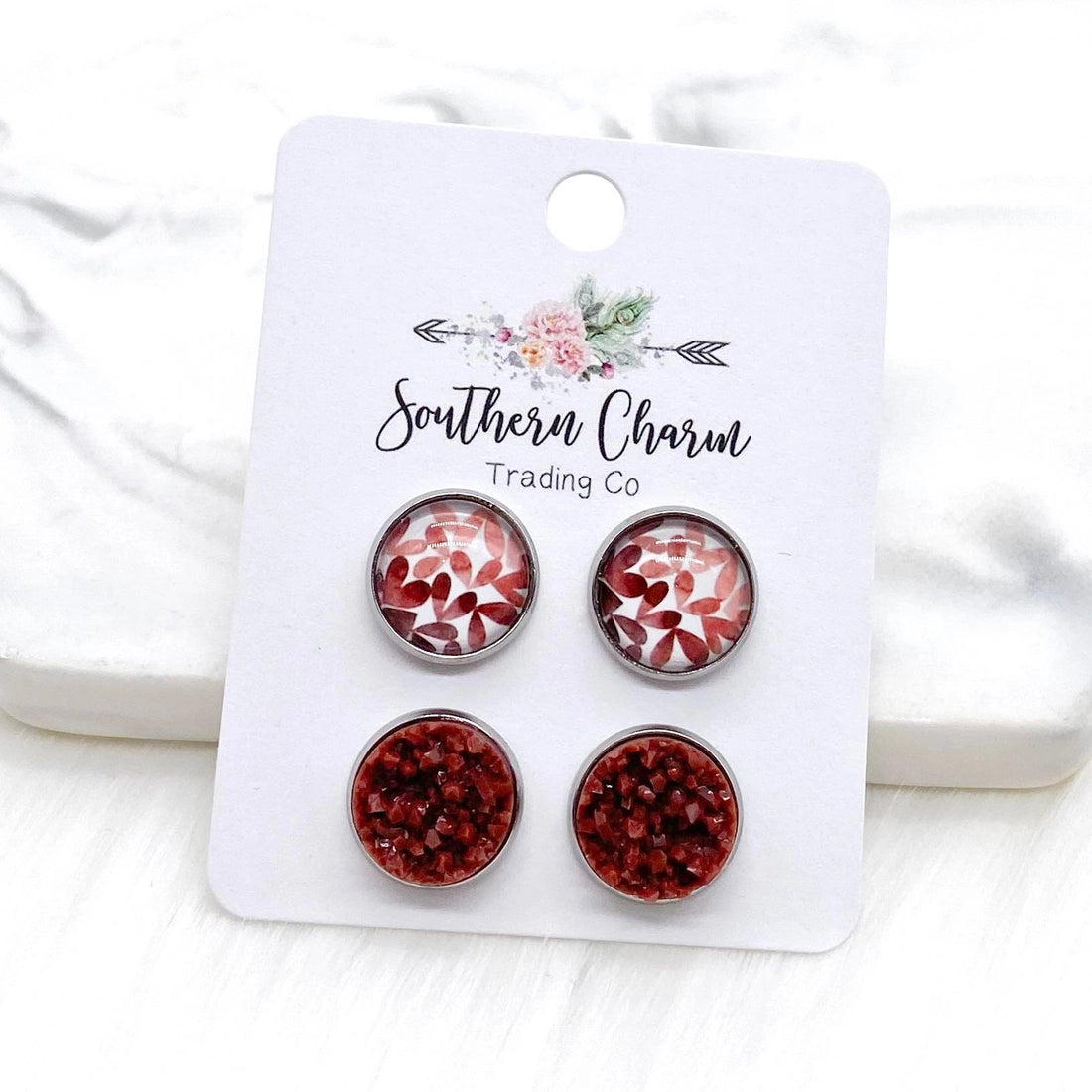 12mm Southern Charm Autumn Leaves & Black Cherry Crystals in Stainless