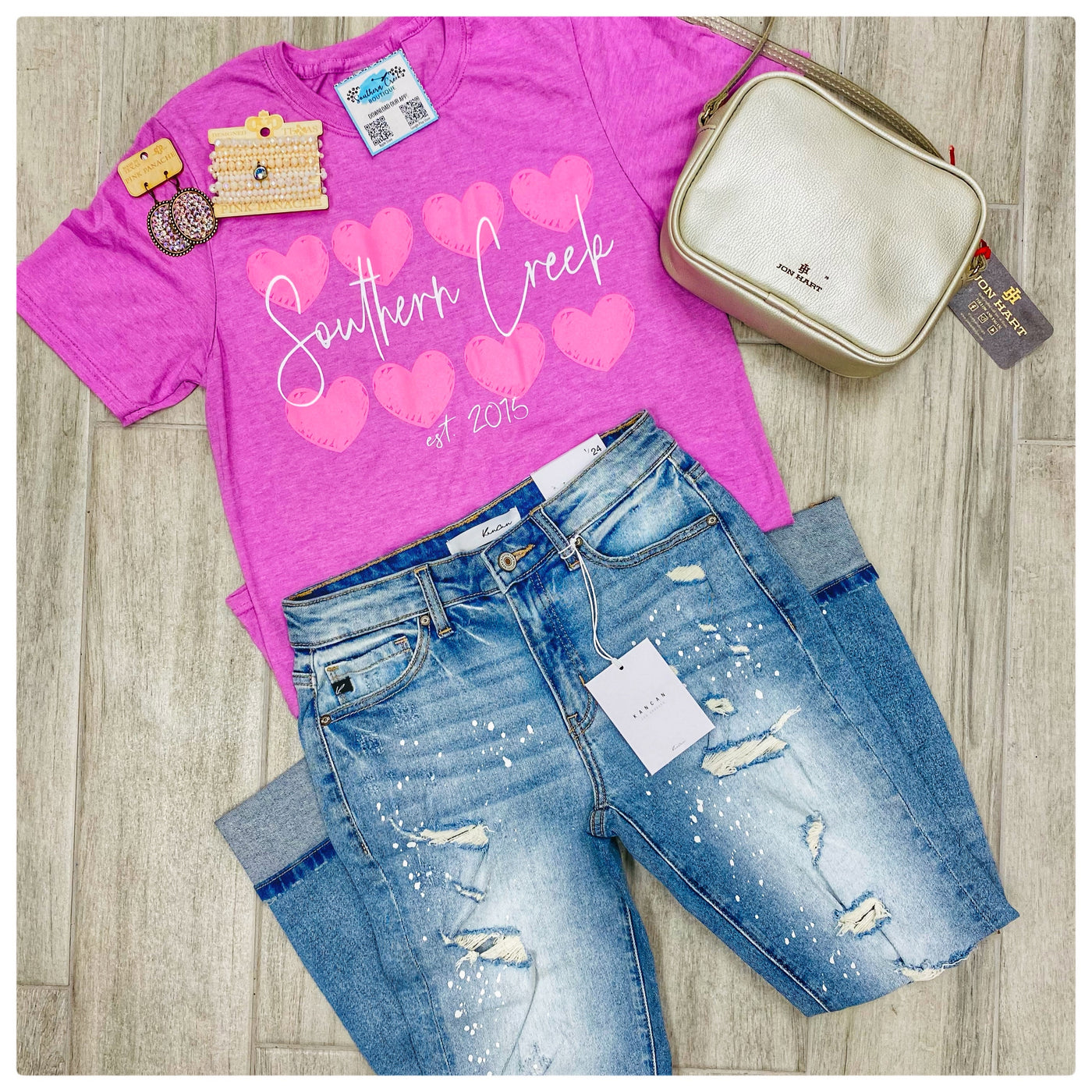 Southern Creek Pink Heart Graphic Tee
