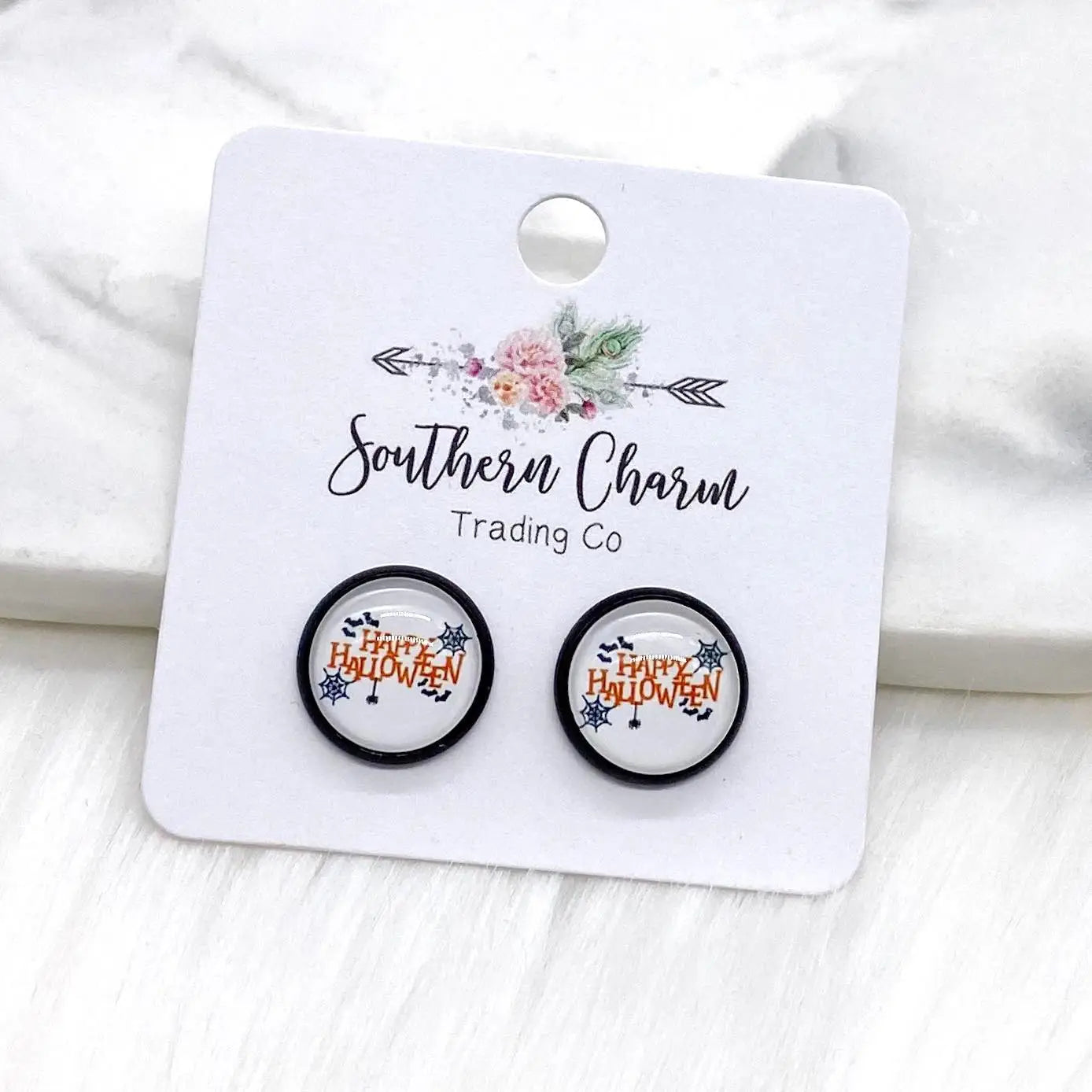 12mm Southern Charm Happy Halloween in Black Settings
